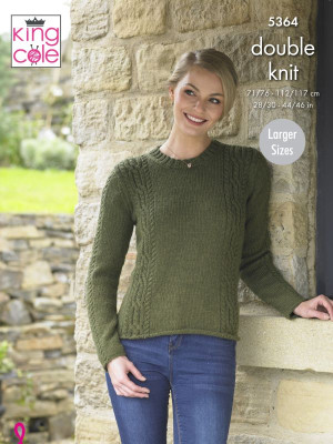 King Cole 5364 Cable Sweater and Cardigan										