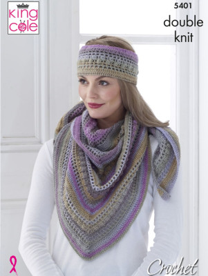 King Cole 5401 Crochet Shawl, Cowl, Hat and Headband										