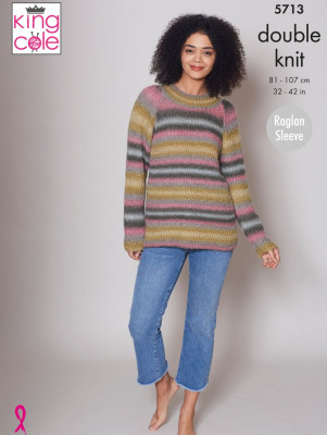 King Cole 5713 Raglan Sweater and Cardigan										