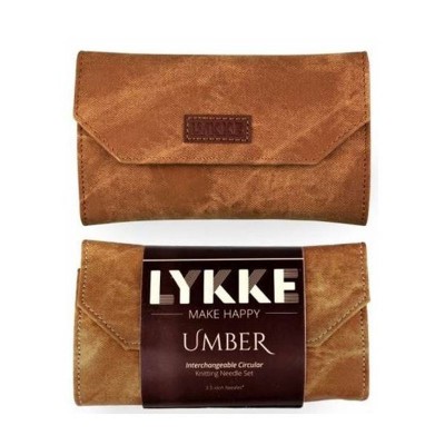 LYKKE Interchangeable Circular Knitting Needle Set 3.5in Tips Birchwood Umber										 - Umber