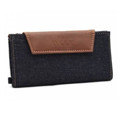 LYKKE Weekender Large Travel Needle Case (Empty) in Denim and Chocolate Vegan Leather										 - Chocolate