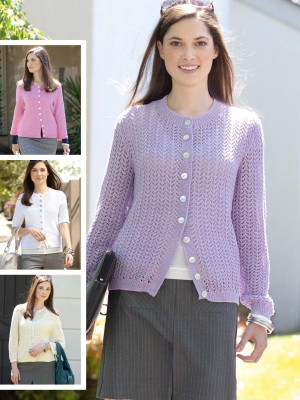 Patons Cardigan with Stitch and Sleeve Options in Cotton 4 Ply										