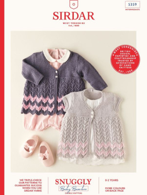 Sirdar 5359 Baby Textured Chevron Cardigans in Snuggly Baby Bamboo										