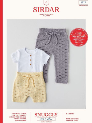 Sirdar 5377 Baby Trousers and Shorts in Snuggly Cotton DK										