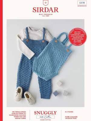 Sirdar 5378 Baby Dungarees and Romper in Snuggly Cotton DK										