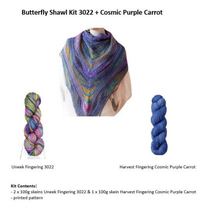 Urth Yarns Butterfly Shawl Kit										 - 3022 & Cosmic Purple Carrot