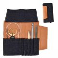 LYKKE Weekender Large Travel Needle Case (Empty) in Denim and Camel Vegan Leather