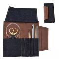 LYKKE Weekender Large Travel Needle Case (Empty) in Denim and Chocolate Vegan Leather